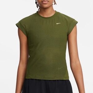 Nike Serena Design Crew Tennis Top Cap Sleeve Size L Forrest Green Pilling Shown